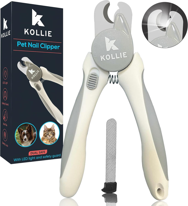 Dog Nail Clippers with LED Light, Cat Nail Clippers, Dognail Clipper Large Dog (White)