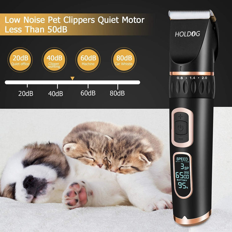 Dog Clippers 3-Speed Low Noise Cordless Pet Grooming Tools (Black)