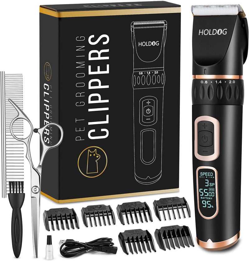 Dog Clippers 3-Speed Low Noise Cordless Pet Grooming Tools (Black)