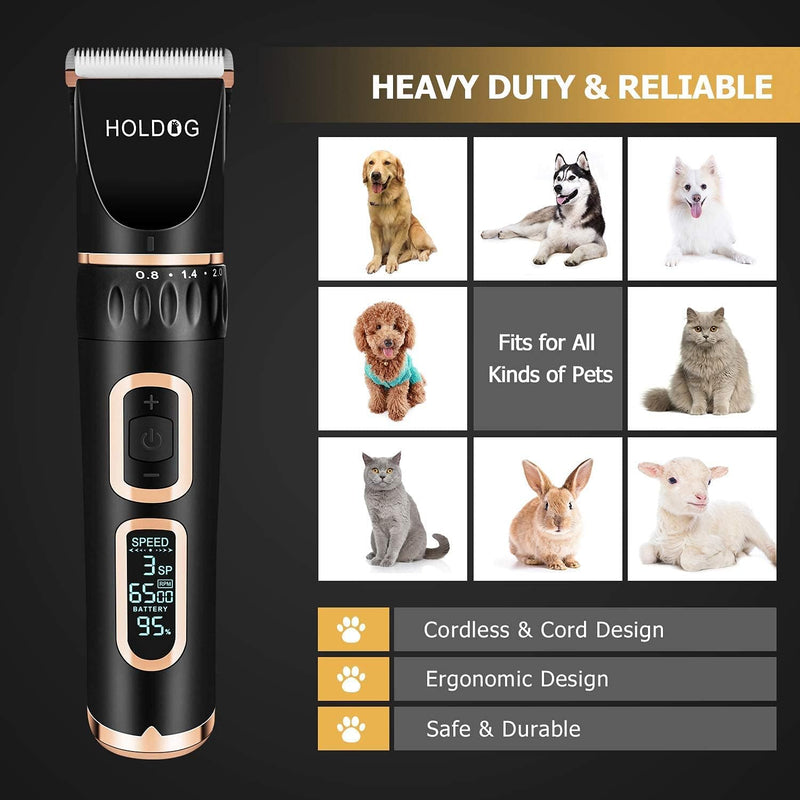 Dog Clippers 3-Speed Low Noise Cordless Pet Grooming Tools (Black)