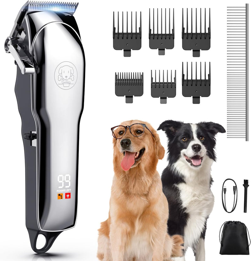 Dog Grooming Kit,USB Rechargeable Dog Grooming Clipper with 6 Guide Combs