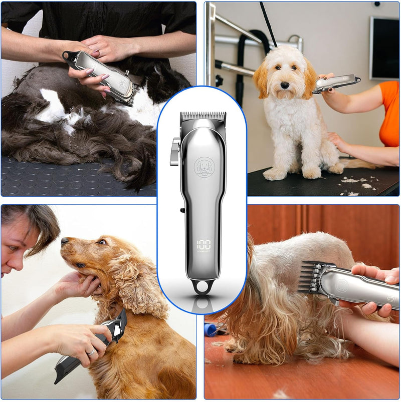 Dog Grooming Kit,USB Rechargeable Dog Grooming Clipper with 6 Guide Combs