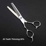 Blue Crystal Line Left Handed Thinning Scissors